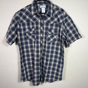 Wrangler Pearl Snap Plaid Short Sleeve Button Up Shirt‎ Tall XLT